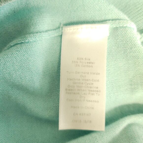 Talbots Womens Medium Blue Gradient SIlk Blend Pullover Short Sleeve Sweater - Picture 4 of 7